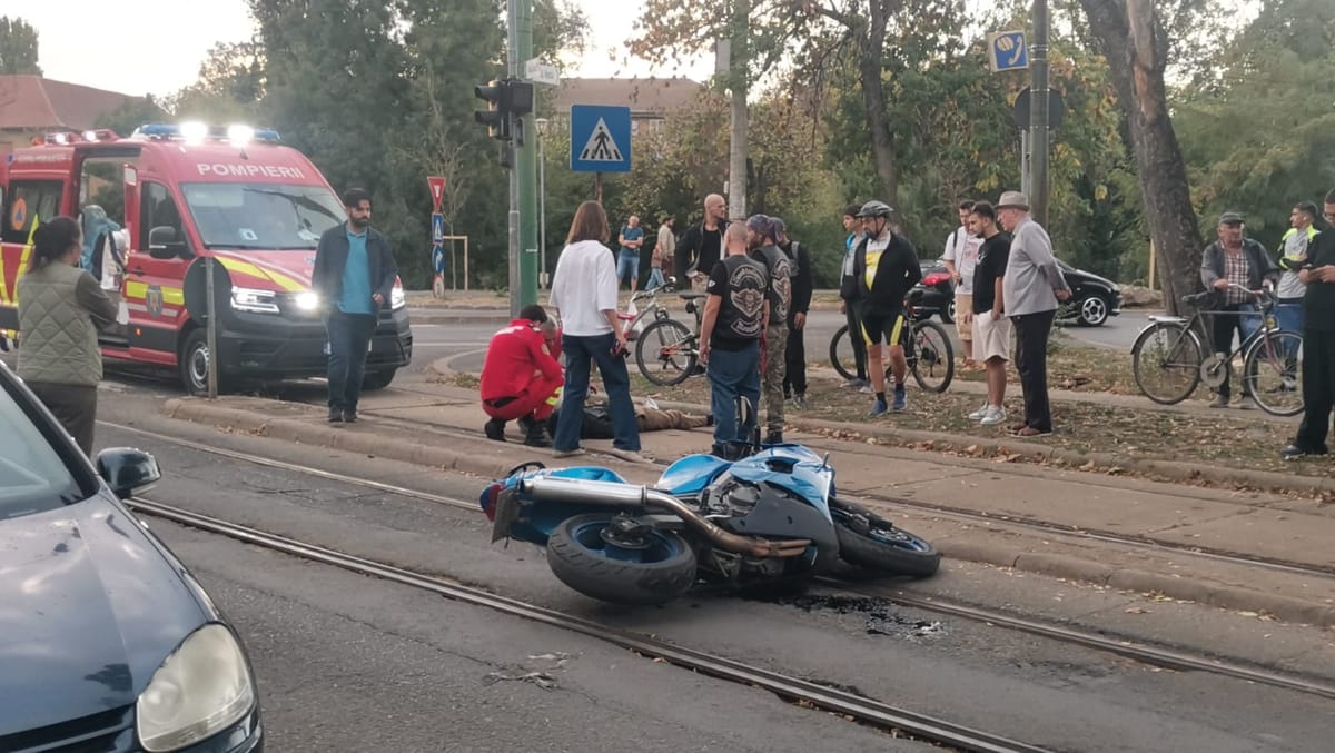 Timișoara: motociclist rănit după ce a fost lovit de o mașină pe Podul Decebal