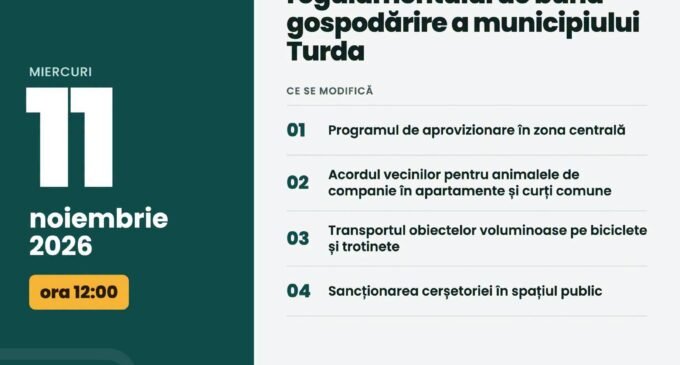 Turda: dezbatere publică pe modificările regulamentului de bună gospodărire, cu sancționarea cerșetoriei