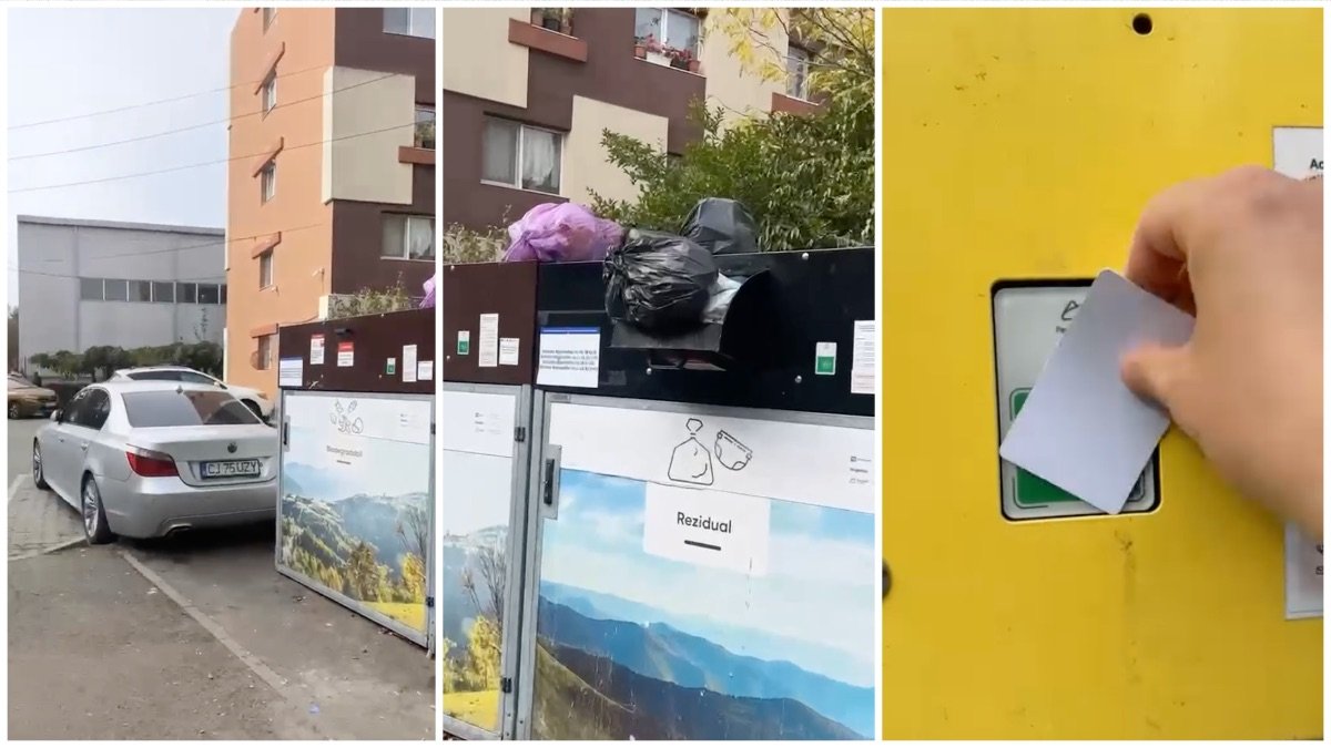Turda: uși blocate și containere pline la insulele ecologice, reclamă Adonis Baba (VIDEO)