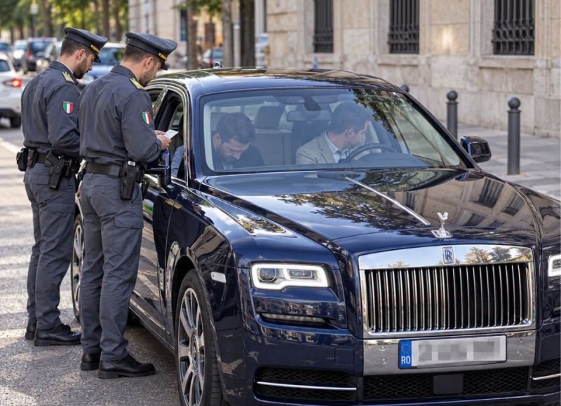 Udine: doi români cu un Rolls-Royce, opriți cu 100.000 de euro nedeclarați ascunși în mașină