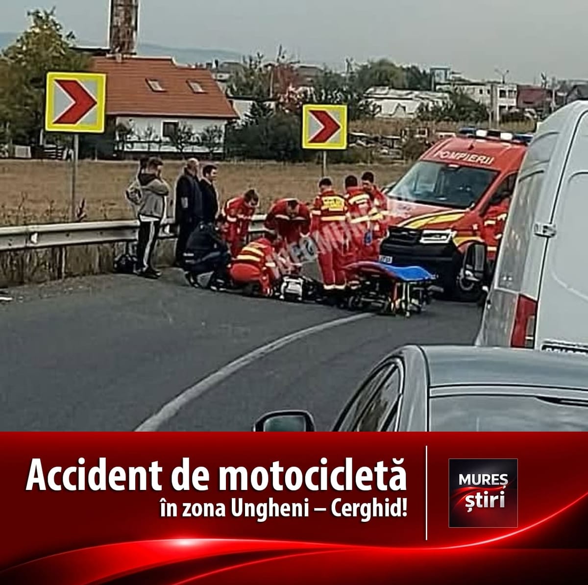 Ungheni: motociclist transportat la spital, după un accident rutier cu motocicleta pe DJ 151B