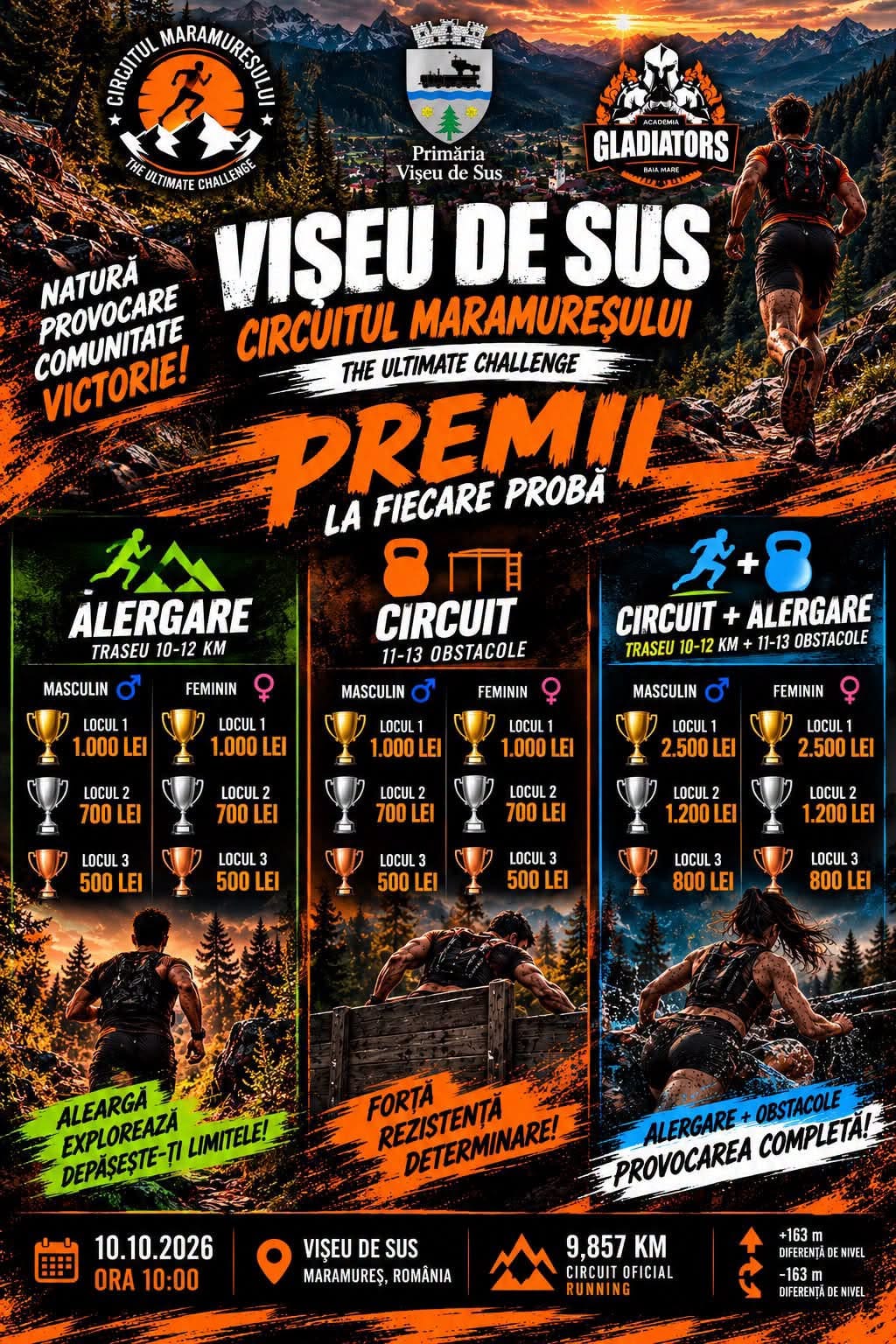 Vișeu de Sus găzduiește Circuitul Maramureșului cu alergare și obstacole pe 10 octombrie