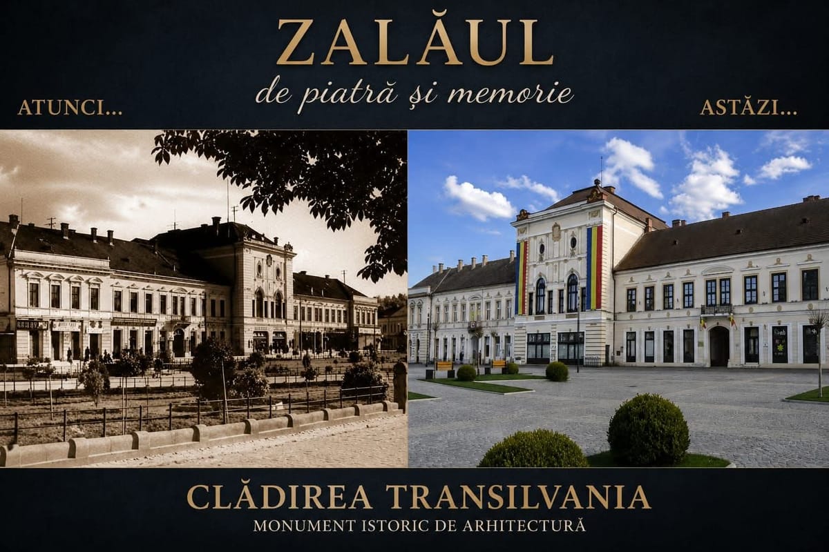 Zalău: Clădirea Transilvania, monument istoric din centrul orașului, construită din secolul al XIX-lea